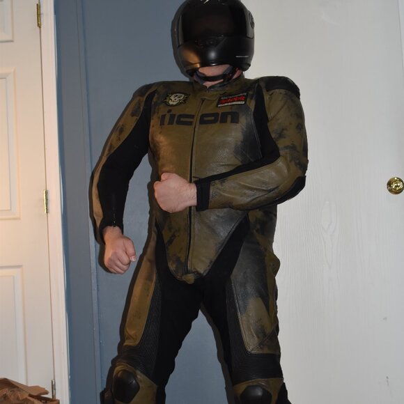Icon Hypersport Battlescar leather motorcycle 🏍 suit size US 46/ EURO56 - Picture 5 of 16
